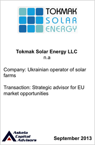 Tokmak Solar Energy LLC transaction